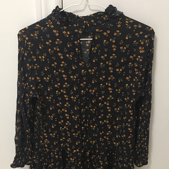 Zara Flowy Flower Pattern Casual Dress Black/Orange Dainty Women’s Size Small - Picture 1 of 4